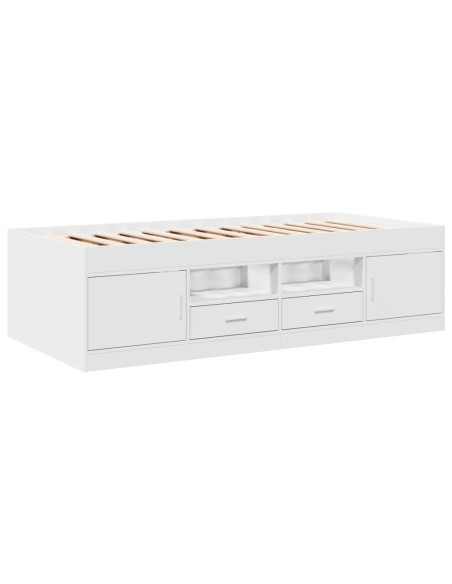 Divano Letto con Cassetti Bianco 90x200 cm in Legno Multistrato