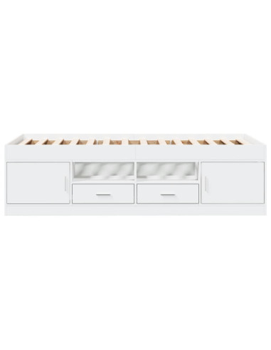 Divano Letto con Cassetti Bianco 90x200 cm in Legno Multistrato