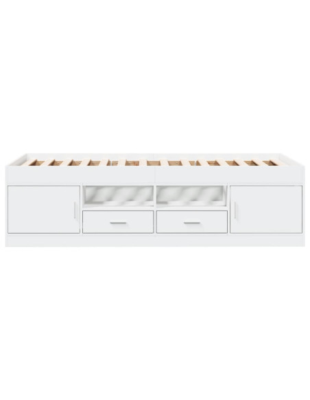 Divano Letto con Cassetti Bianco 90x200 cm in Legno Multistrato