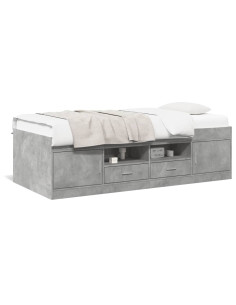 Divano Letto con Cassetti Grigio Cemento 90x190 cm Multistrato
