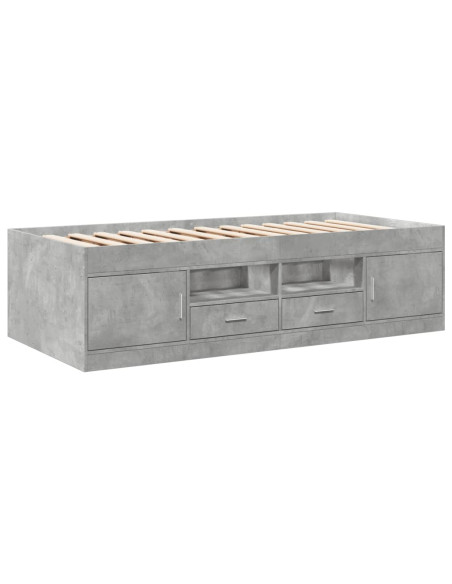 Divano Letto con Cassetti Grigio Cemento 90x190 cm Multistrato