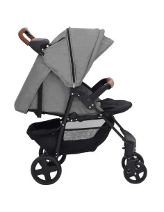 Passeggino 3 in 1 Grigio Chiaro in Acciaio