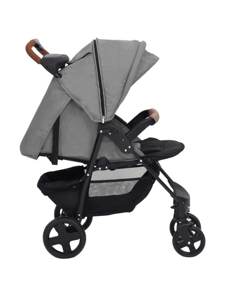 Passeggino 3 in 1 Grigio Chiaro in Acciaio