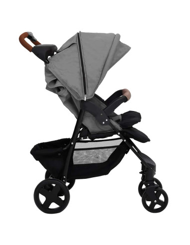 Passeggino 3 in 1 Grigio Chiaro in Acciaio