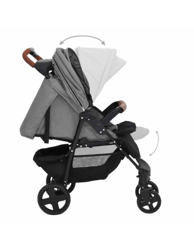 Passeggino 3 in 1 Grigio Chiaro in Acciaio