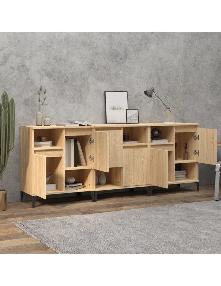 Credenze 3pz Rovere Sonoma 60x35x70 cm in Legno Multistrato