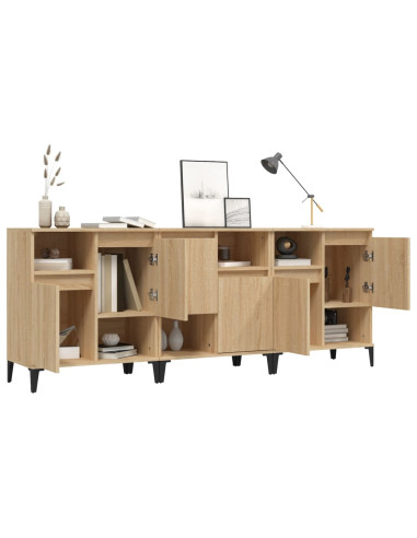 Credenze 3pz Rovere Sonoma 60x35x70 cm in Legno Multistrato
