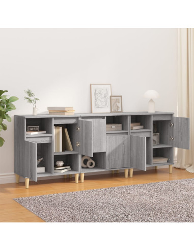 Credenze 3pz Grigio Sonoma 60x35x70 cm in Legno Multistrato