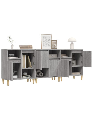 Credenze 3pz Grigio Sonoma 60x35x70 cm in Legno Multistrato