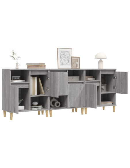 Credenze 3pz Grigio Sonoma 60x35x70 cm in Legno Multistrato