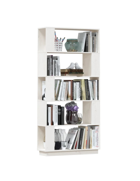 Libreria/Divisorio Bianco 80x25x163,5 cm Legno Massello di Pino