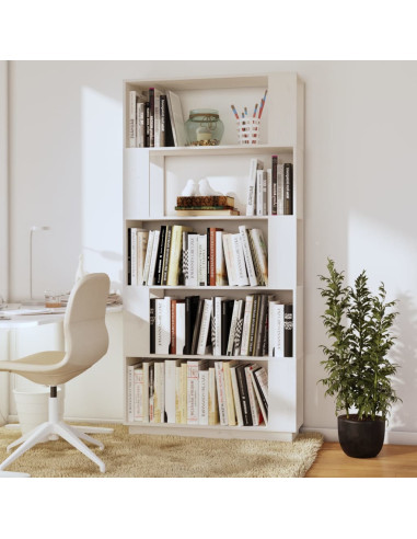 Libreria/Divisorio Bianco 80x25x163,5 cm Legno Massello di Pino