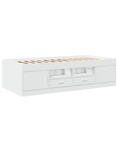 Divano Letto con Cassetti Bianco 90x190 cm in Legno Multistrato