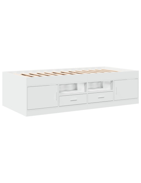 Divano Letto con Cassetti Bianco 90x190 cm in Legno Multistrato