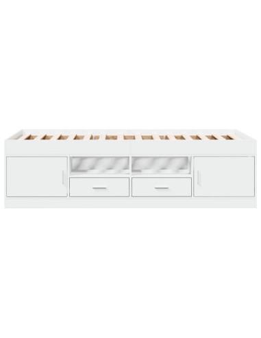 Divano Letto con Cassetti senza Materasso Bianco 90x190 cm