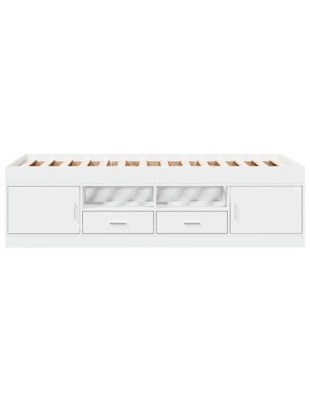 Divano Letto con Cassetti Bianco 90x190 cm in Legno Multistrato