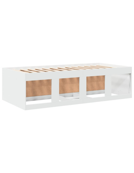 Divano Letto con Cassetti Bianco 90x190 cm in Legno Multistrato