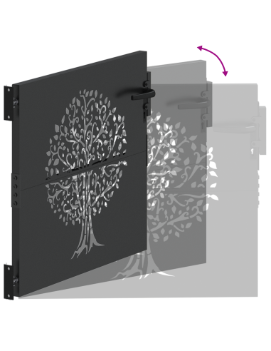 Cancello da giardino con blocco Nero 85 x 100 cm