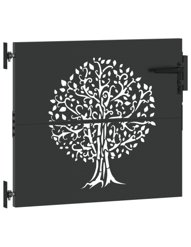 Cancello da giardino con blocco Nero 85 x 100 cm