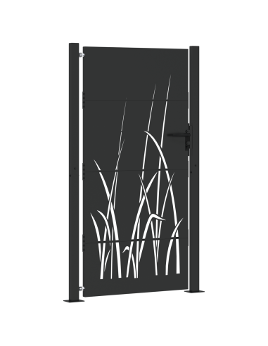 Cancello da giardino con blocco Nero 110 x 180 cm