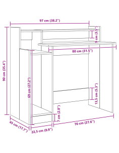 Scrivania Rovere Nero 97 x 45 x 90 cm Legno multistrato