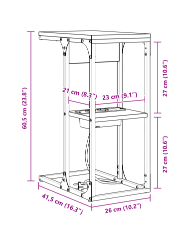 Armadio da Notte Rovere Sonoma 41,5 x 26 x 60,5 cm