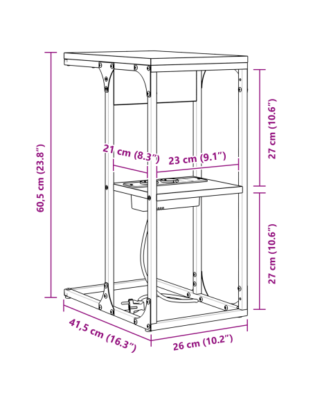 Armadio da Notte Rovere Sonoma 41,5 x 26 x 60,5 cm