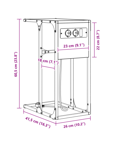 Armadio da Notte Rovere Sonoma 41,5 x 26 x 60,5 cm