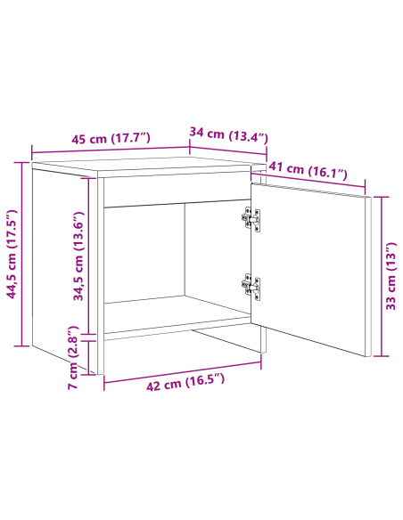 Armadio da Notte Legno antico 45 x 34 x 44.5 cm