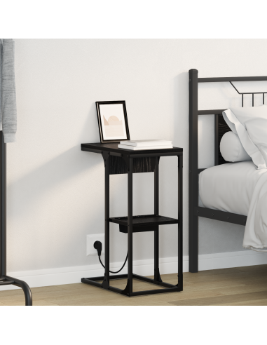 Armadio da Notte Rovere Nero 41,5 x 26 x 60,5 cm