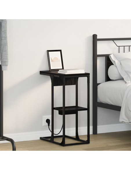 Armadio da Notte Rovere Nero 41,5 x 26 x 60,5 cm