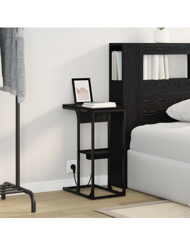 Armadio da Notte Rovere Nero 41,5 x 26 x 60,5 cm