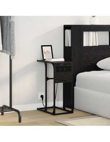 Armadio da Notte Rovere Nero 41,5 x 26 x 60,5 cm