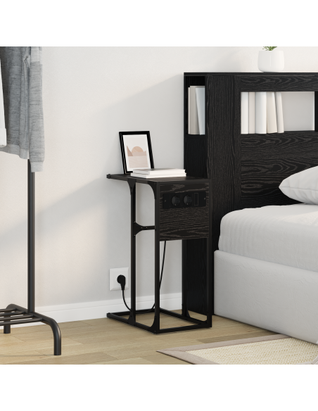 Armadio da Notte Rovere Nero 41,5 x 26 x 60,5 cm