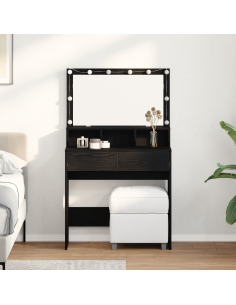 Tavolo da Trucco con cassetto Rovere Nero 80 x 41 x 134,5 cm