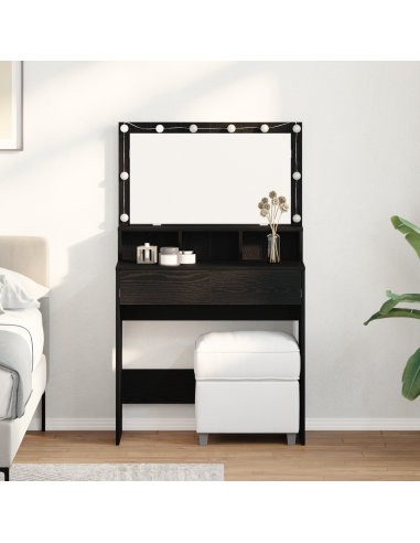 Tavolo da Trucco con cassetto Rovere Nero 80 x 41 x 134,5 cm