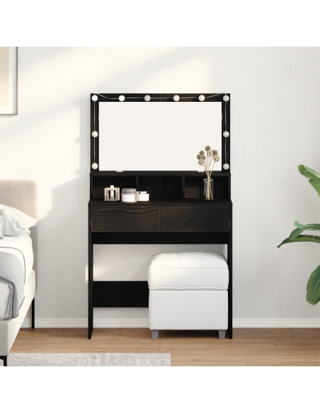 Tavolo da Trucco con cassetto Rovere Nero 80 x 41 x 134,5 cm