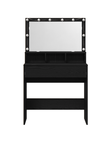 Tavolo da Trucco con cassetto Rovere Nero 80 x 41 x 134,5 cm
