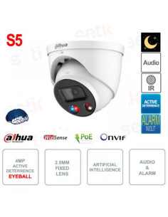 CAMERA IP 4MP AI EYEBALL DUAL LIGHT IR50M IP67 12V POE MICROSD 2.7-13.5