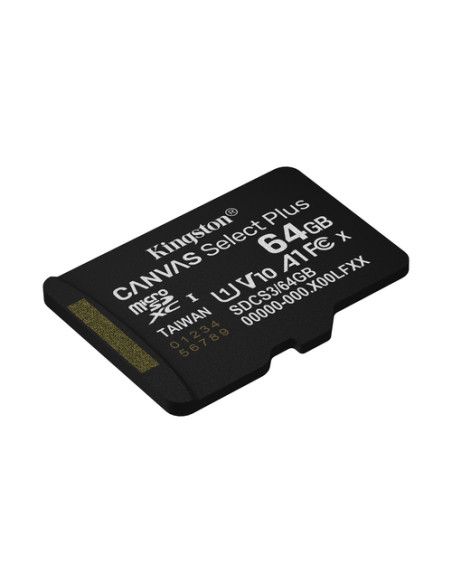 Kingston Technology 64GB microSDXC Canvas Select Plus Gen3 100MB/s A1 (Adattatore SD incluso)