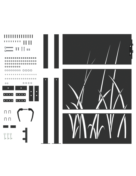 Cancello da giardino con blocco Nero 110 x 155 cm