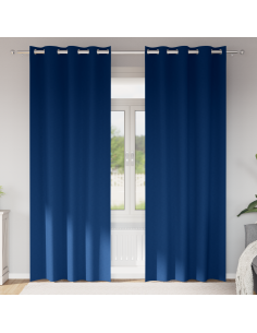 Tende Blackout con Anelli 2 pcs Blu Scuro 225 x 140 cm