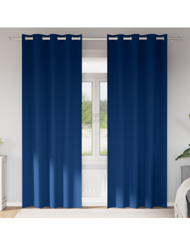 Tende Blackout con Anelli 2 pcs Blu Scuro 225 x 140 cm