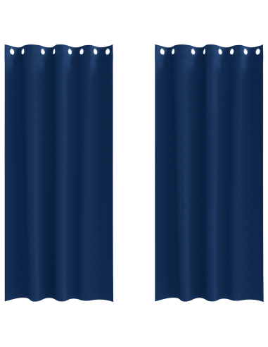 Tende Blackout con Anelli 2 pcs Blu Scuro 225 x 140 cm