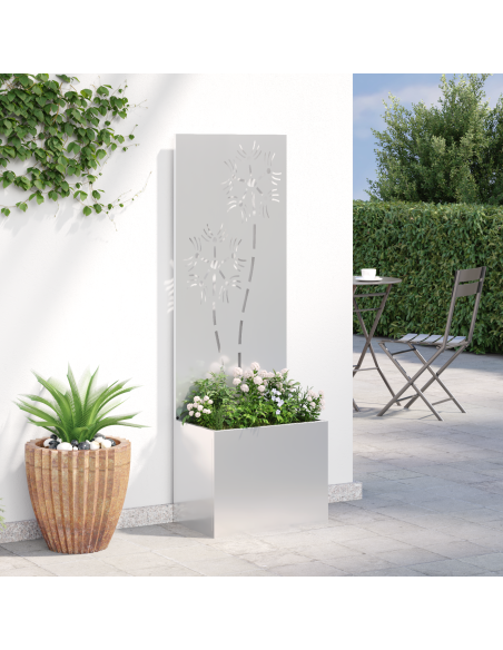 Vaso da Giardino con Pannello Decorativo Argento 50 x 140 cm