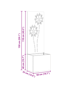 Schermo per privacy in giardino Ruggine 50 x 32 x 150 cm