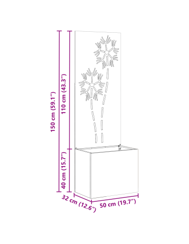 Schermo per privacy in giardino Ruggine 50 x 32 x 150 cm