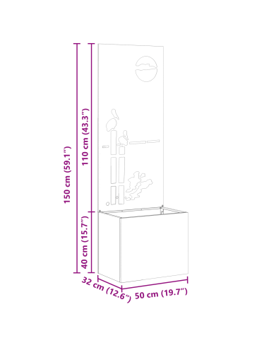 Schermo per privacy in giardino Ruggine 50 x 32 x 150 cm