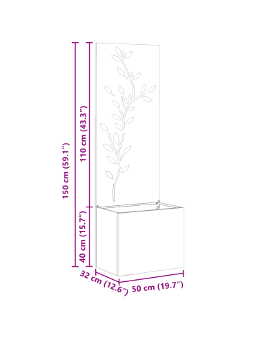 Schermo per privacy in giardino Floreale Ruggine 50 x 140 cm