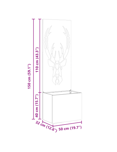 Schermo per privacy in giardino Ruggine 50 x 32 x 150 cm
